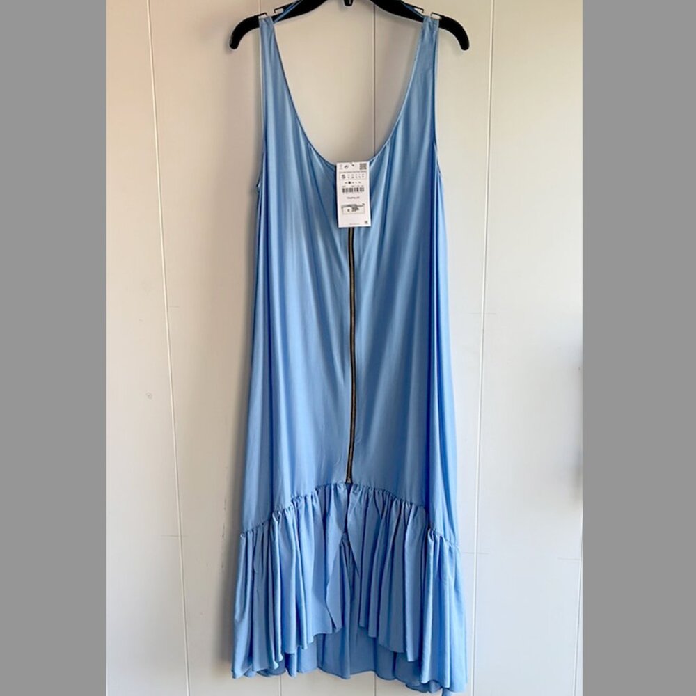 NWT! Zara Zip Front Dress with Ruffle Hem size S / M